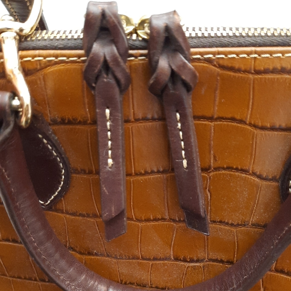 Dooney Bourke Tan Croc-Embossed Satchel - Picture 3 of 16